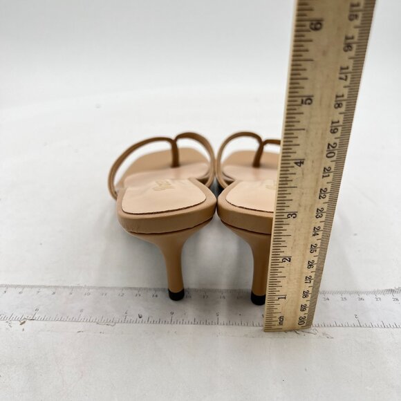 Wansseny Sandy Brown Thong Open Toe Low Heel Flip Flops Slip on Mules Sandals - Picture 4 of 7